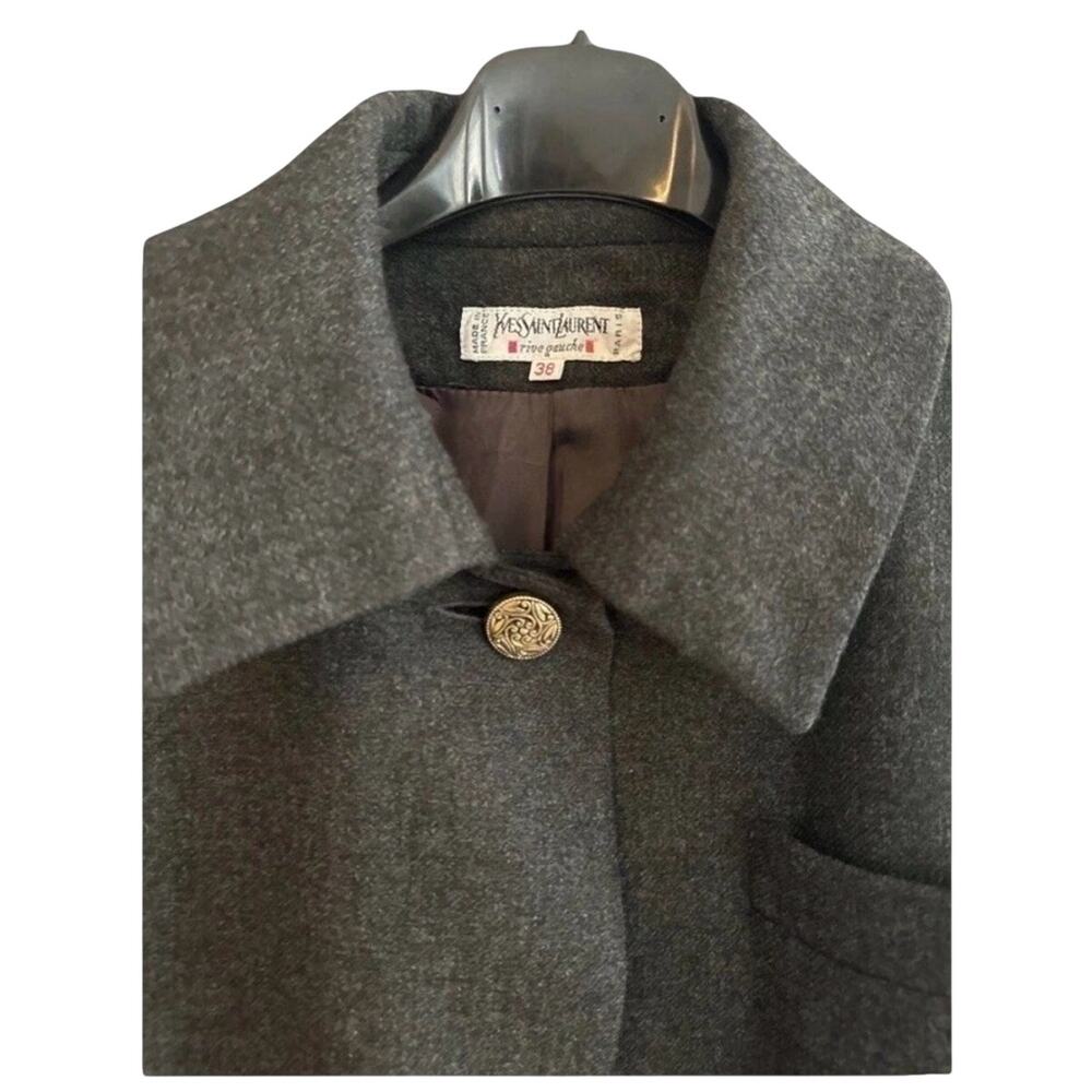 Yves Saint Laurent Rive Gauche 1980s Vintage Martingale Back Wool Coat FR38 L 12